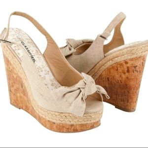 City Classified Beige Cork Wedge Heels